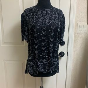 Cote d Azur Evening XL Blouse, Pit to Pit 22”, Length 26”, Excellent Con…